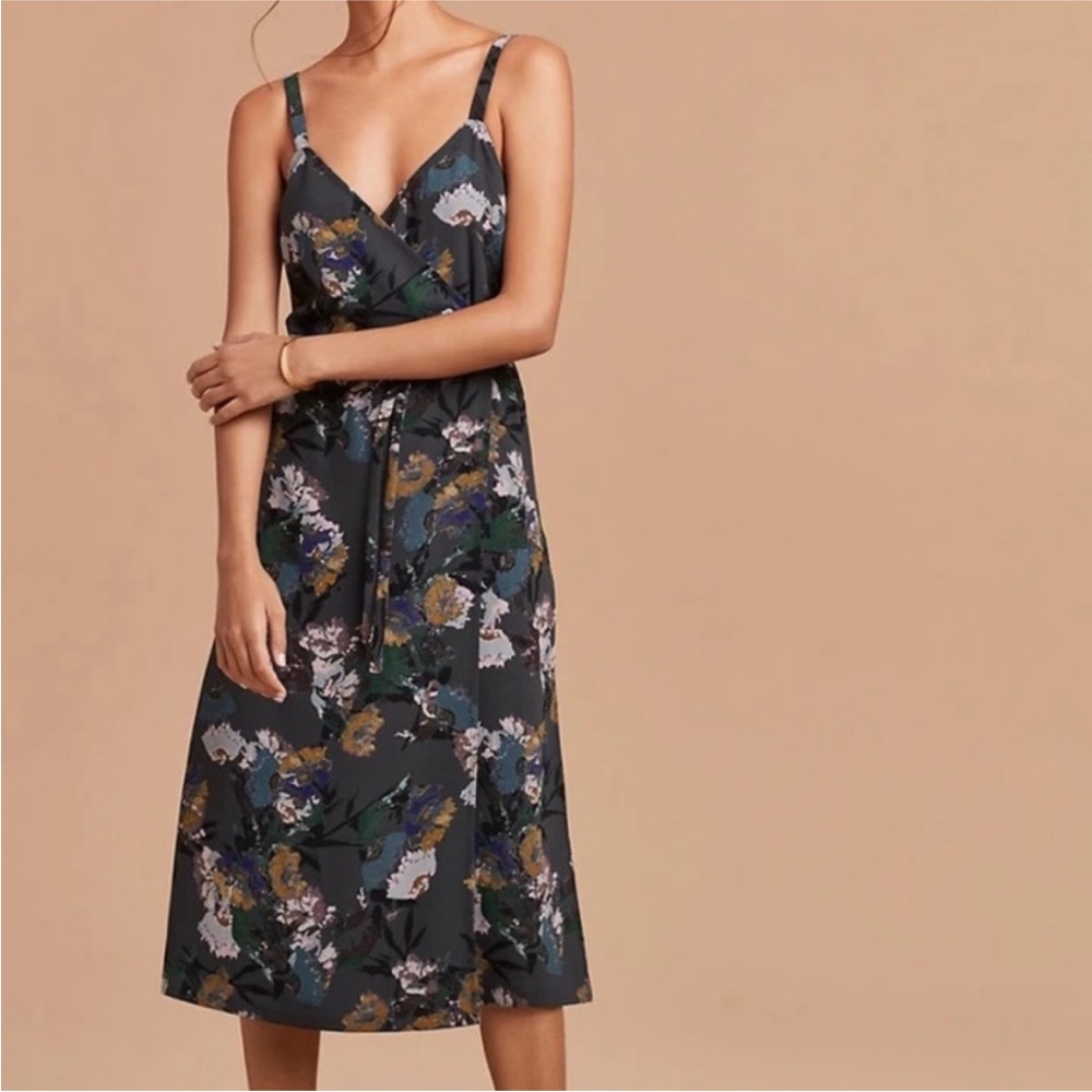 Aritzia Astere Dark Floral Wrap Dress in size XXS